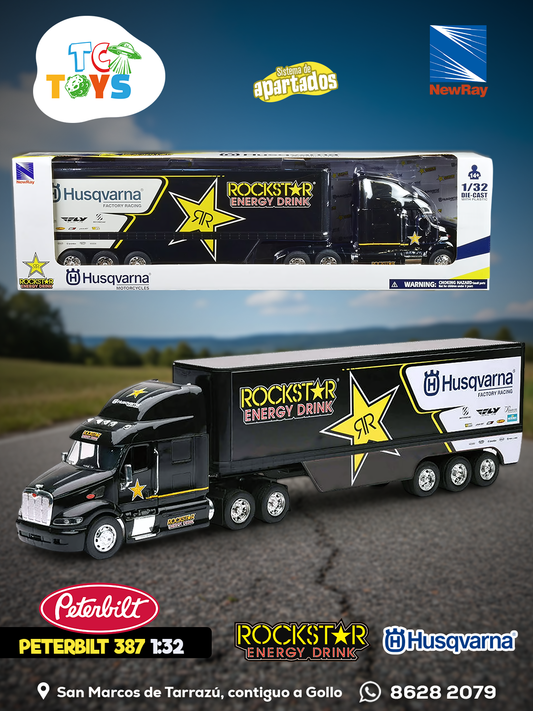 Trailer NewRay Peterbilt Rockstar Energy Drink Husqvarna Motorcycles.