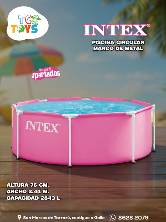 Piscina Intex Circular Marco de Metal Rosada.