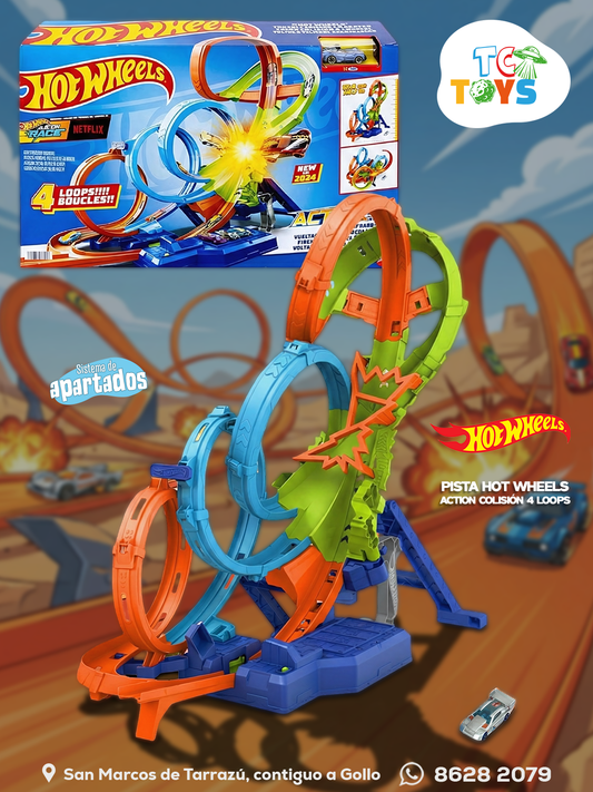 Pista Hot Wheels Action Colisión de 4 Loopings.