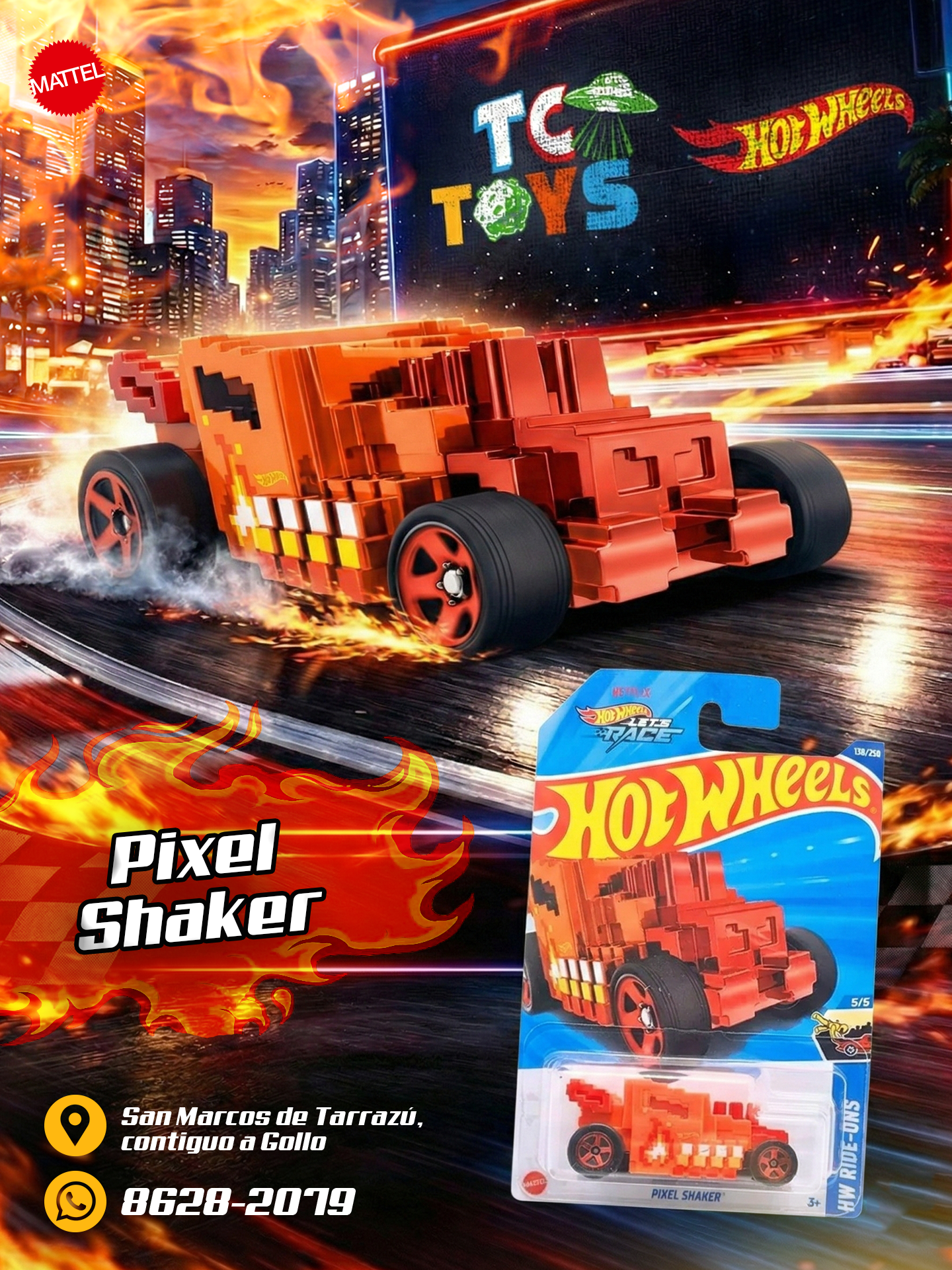 Hot Wheels Pixel Shaker Naranja.