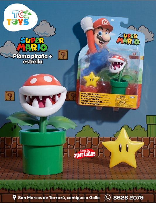 Figura Super Mario Planta Piraña con Superestrella Jakks.