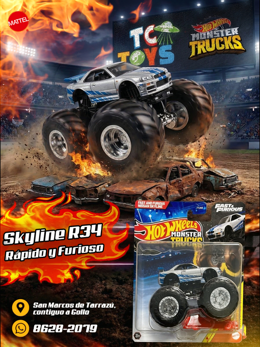 Hot Wheels Monster Trucks Fast And Furious Nissan Skyline.