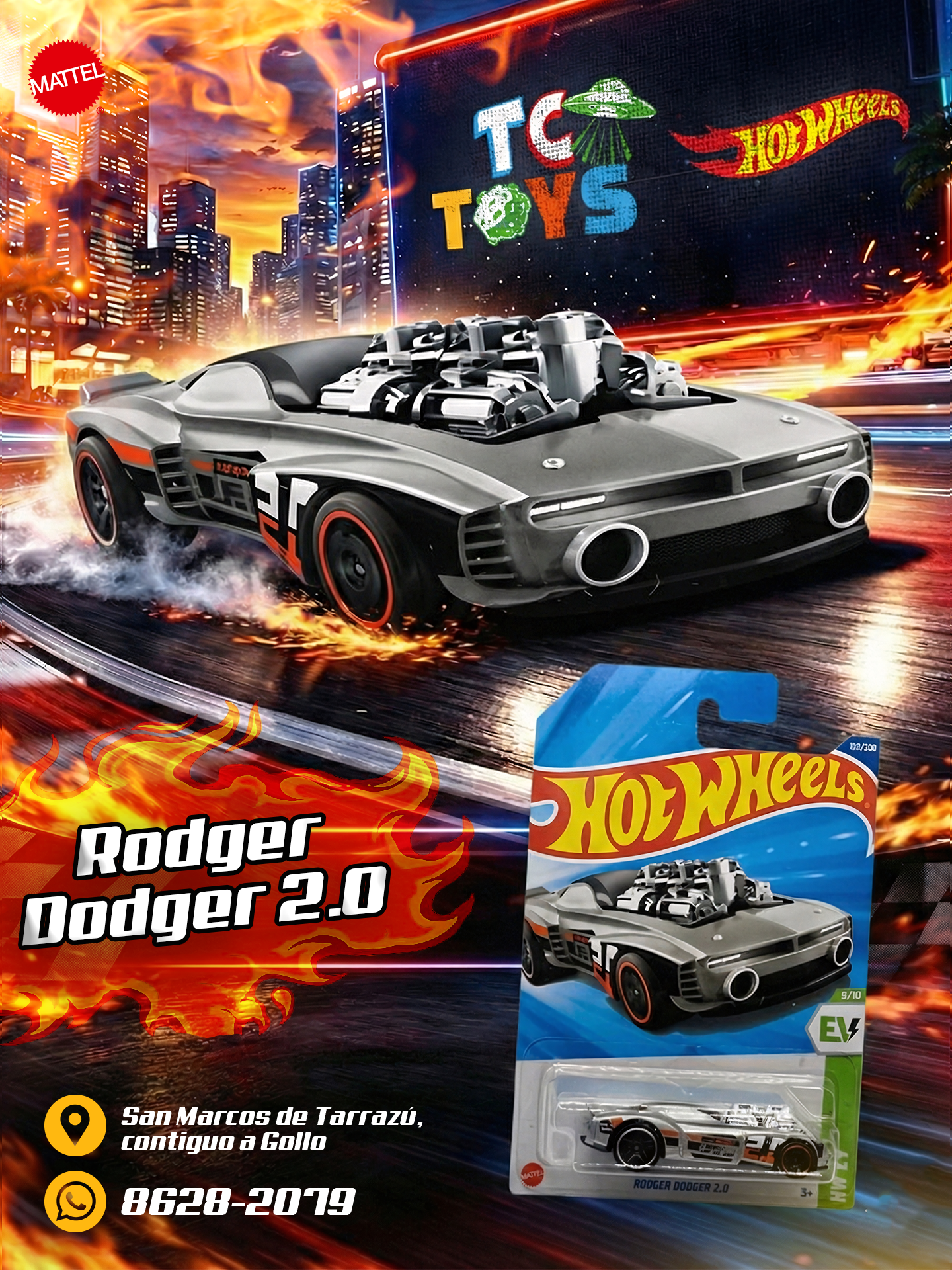 Hot Wheels Rodger Dodger 2.0 Gris.