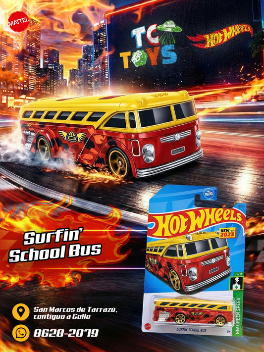 Hot Wheels Surfin School Bus Rojo.