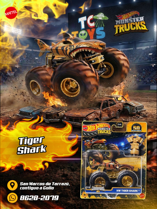 Hot Wheels Monster Trucks 50 Bigfoot HW Tiger Shark.