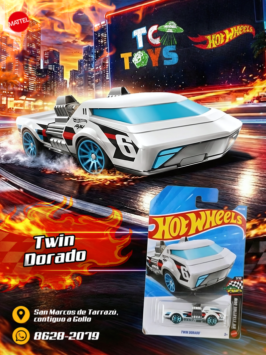 Hot Wheels Twin Dorado Blanco.