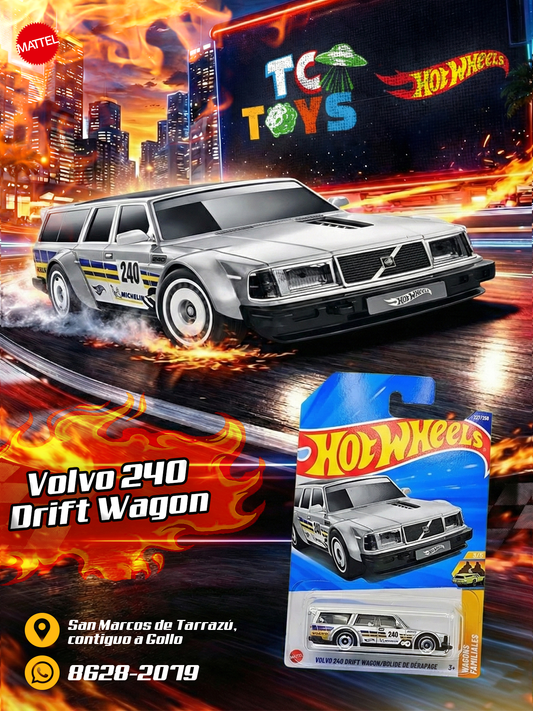Hot Wheels Volvo 240 Drift Wagon/Bolide de Dérapage Gris.