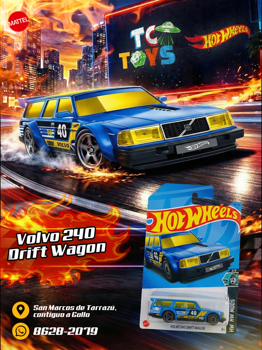 Hot Wheels Volvo 240 Drift Wagon/Bolide de Dérapage Azul.