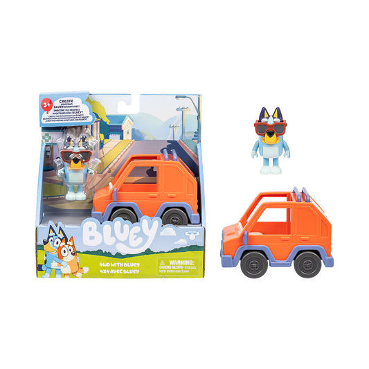 Figura con Vehículo Naranja Bluey Moose.