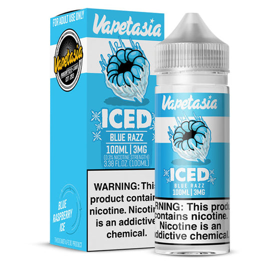 Vapetasia Iced Blue Razz 3mg y 6mg.