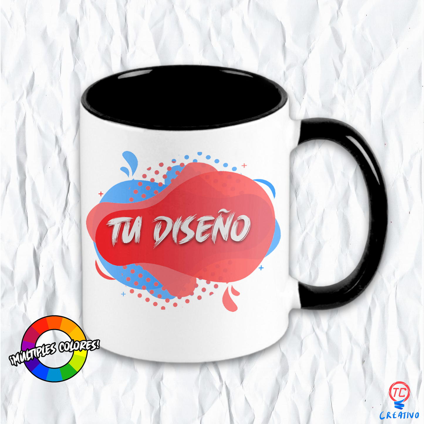 Taza Blanca con Detalle de Color 11oz Sublimada